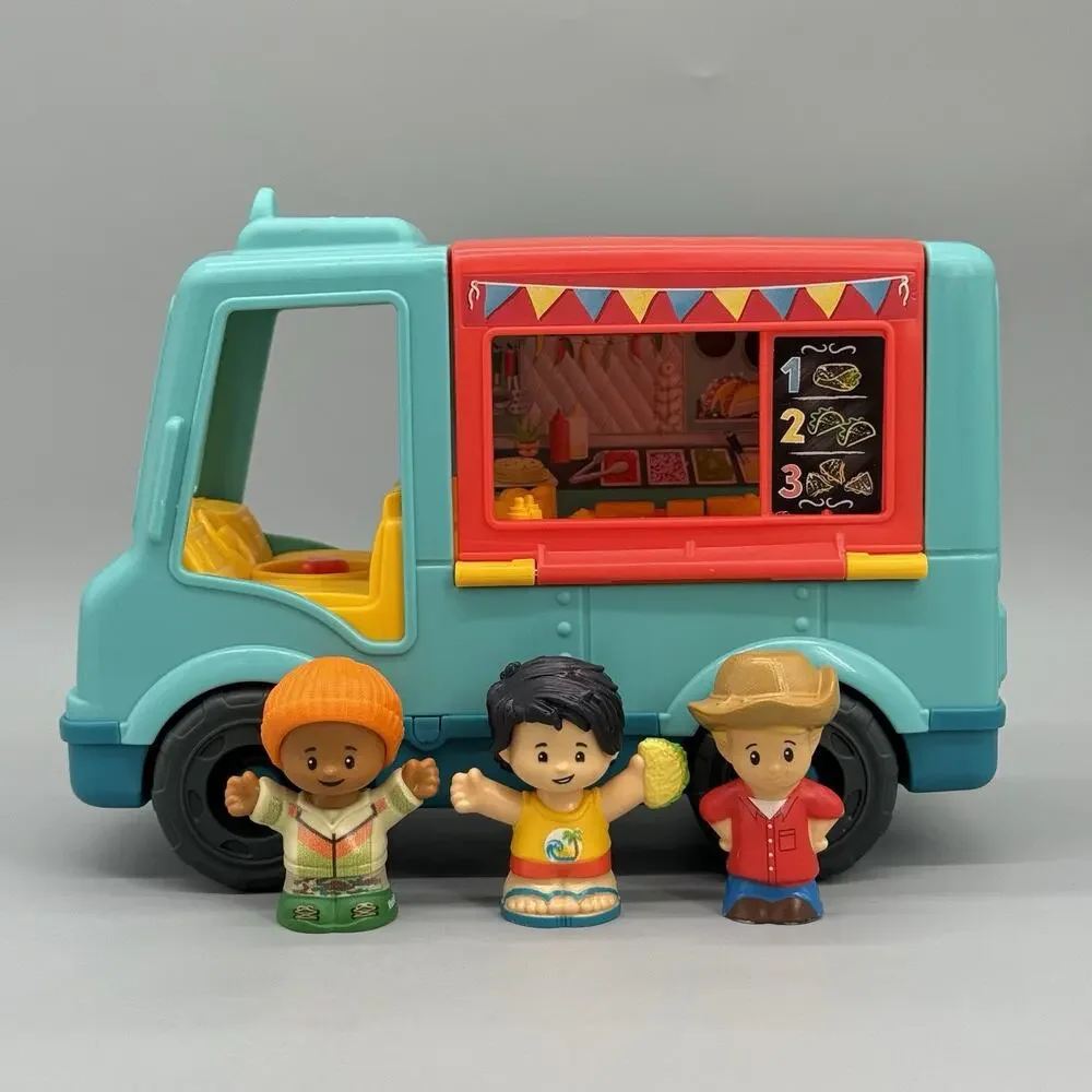 Fisher Price Little People Food Truck Taco Truck Sounds + 3 Figures Works